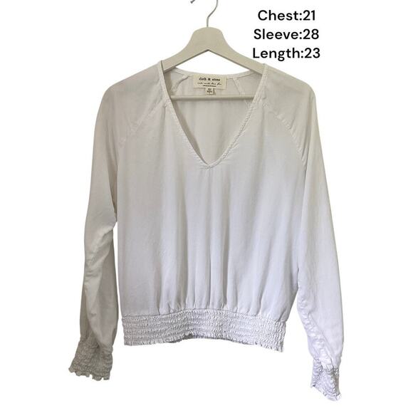 Cloth & Stone Long-Sleeve Shirred Blouse L - Picture 1 of 6